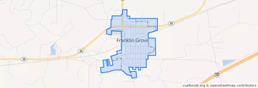 Mapa de ubicacion de Franklin Grove.