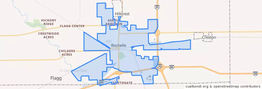 Mapa de ubicacion de Rochelle.