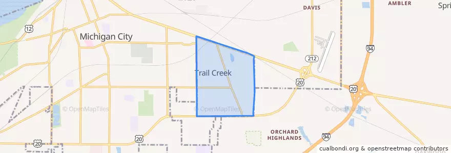 Mapa de ubicacion de Trail Creek.