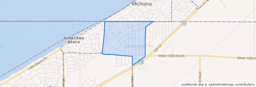 Mapa de ubicacion de Michiana Shores.