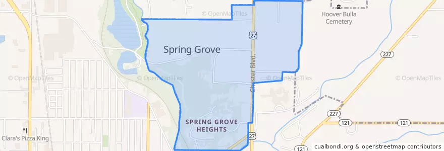 Mapa de ubicacion de Spring Grove.