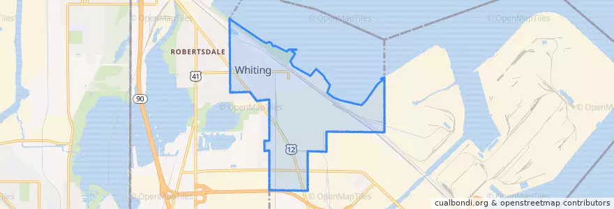 Mapa de ubicacion de Whiting.