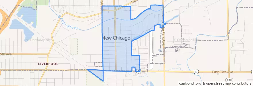 Mapa de ubicacion de New Chicago.