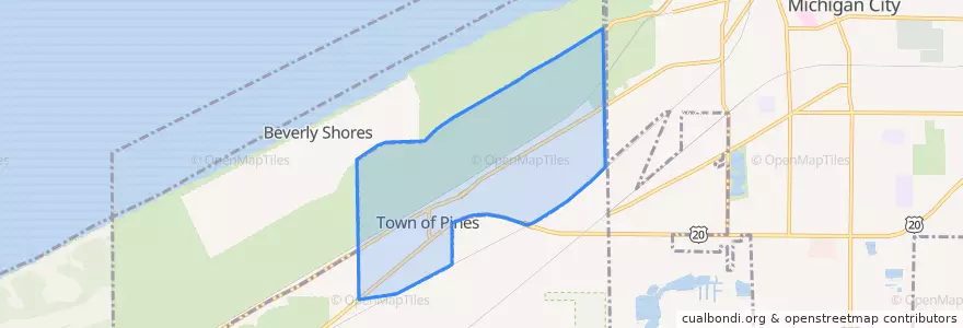 Mapa de ubicacion de Town of Pines.