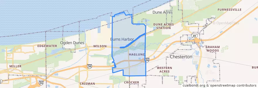 Mapa de ubicacion de Burns Harbor.