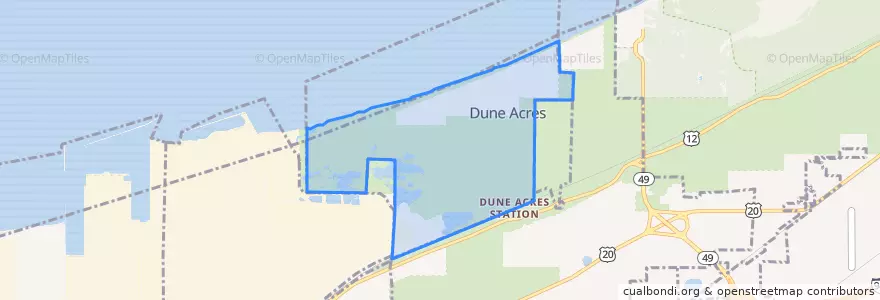 Mapa de ubicacion de Dune Acres.