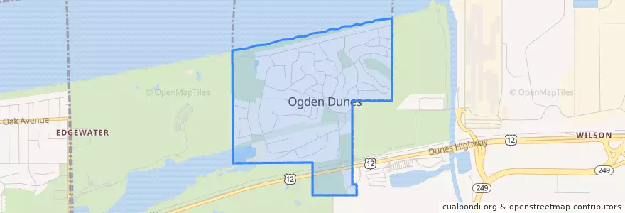 Mapa de ubicacion de Ogden Dunes.