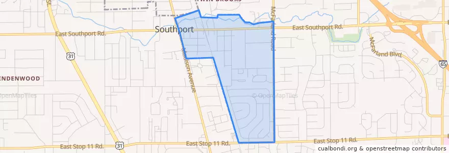 Mapa de ubicacion de Southport.