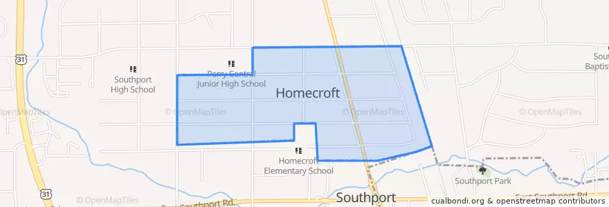 Mapa de ubicacion de Homecroft.