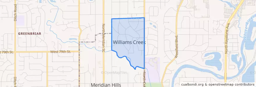 Mapa de ubicacion de Williams Creek.