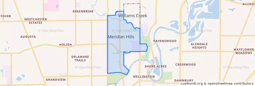 Mapa de ubicacion de Meridian Hills.