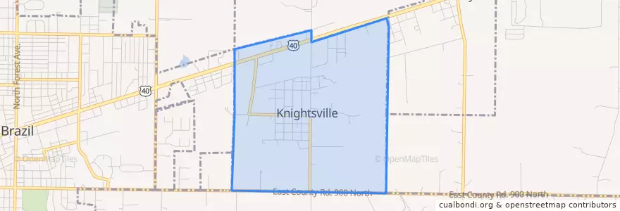 Mapa de ubicacion de Knightsville.