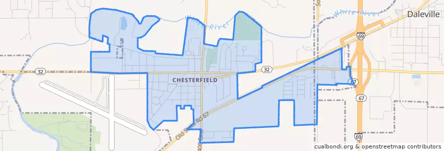 Mapa de ubicacion de Chesterfield.