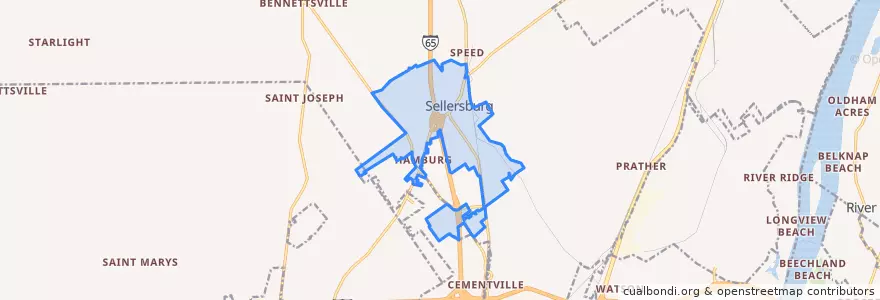 Mapa de ubicacion de Sellersburg.