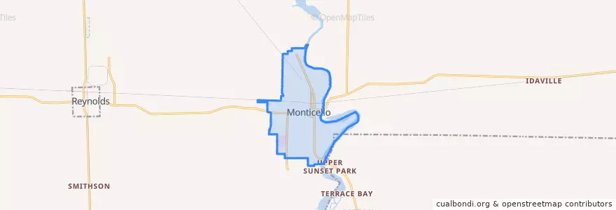 Mapa de ubicacion de Monticello.