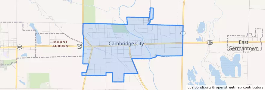 Mapa de ubicacion de Cambridge City.