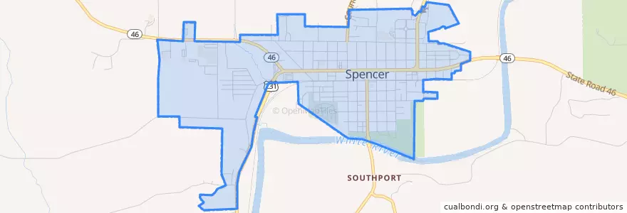 Mapa de ubicacion de Spencer.