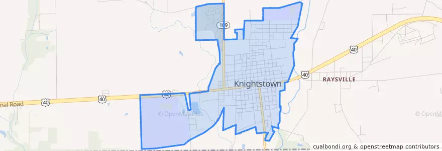 Mapa de ubicacion de Knightstown.