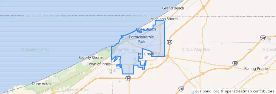 Mapa de ubicacion de Michigan City.