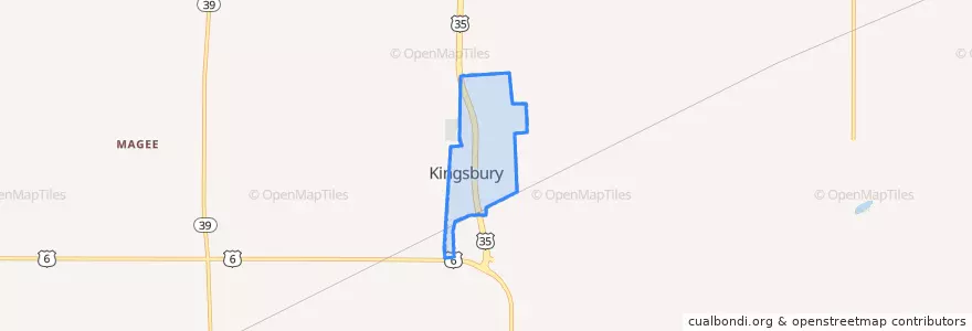 Mapa de ubicacion de Kingsbury.