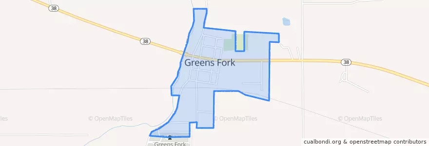 Mapa de ubicacion de Greens Fork.