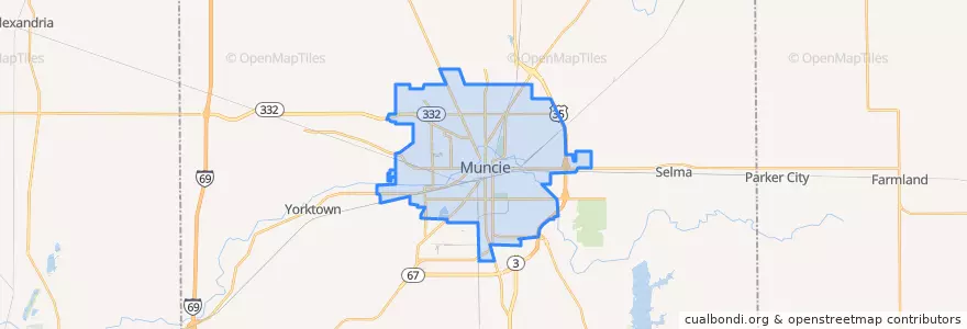 Mapa de ubicacion de Muncie.