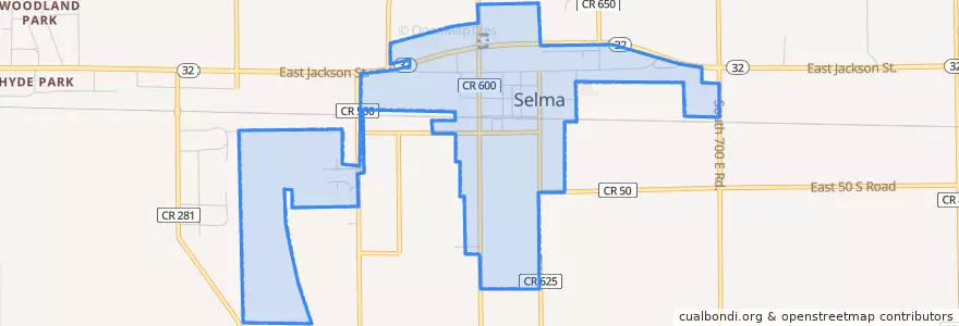 Mapa de ubicacion de Selma.