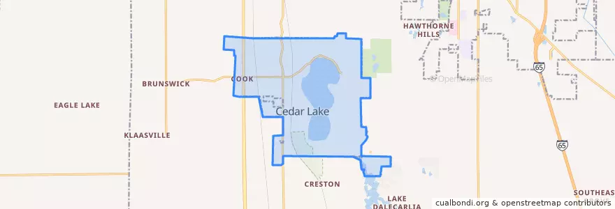 Mapa de ubicacion de Cedar Lake.
