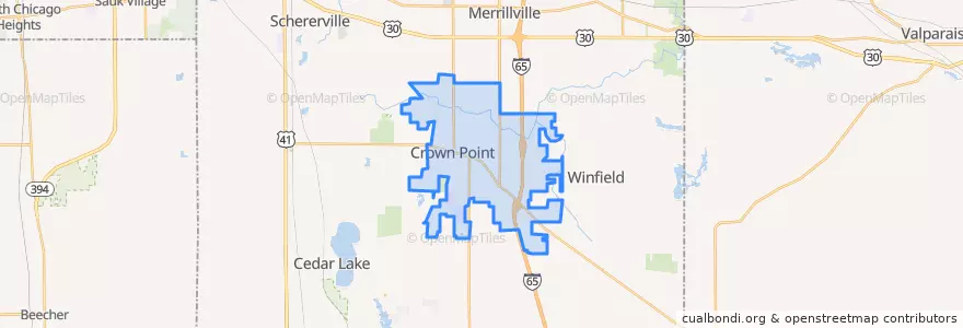 Mapa de ubicacion de Crown Point.