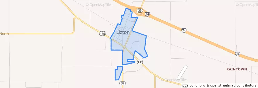 Mapa de ubicacion de Lizton.