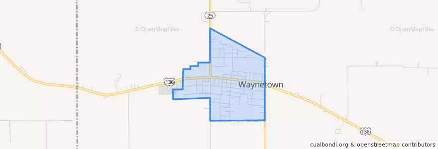 Mapa de ubicacion de Waynetown.