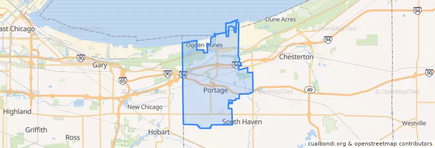 Mapa de ubicacion de Portage.