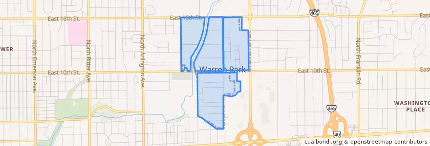 Mapa de ubicacion de Warren Park.