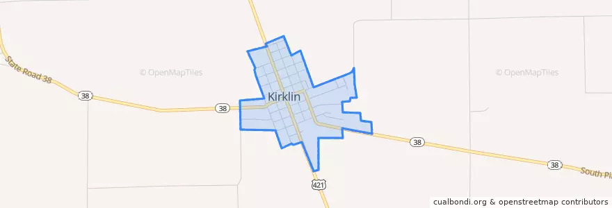 Mapa de ubicacion de Kirklin.