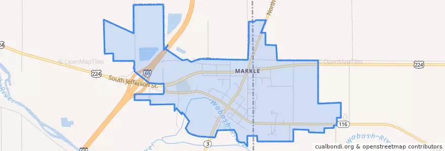 Mapa de ubicacion de Markle.