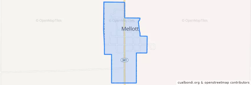 Mapa de ubicacion de Mellott.