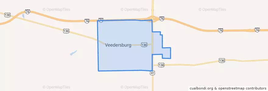 Mapa de ubicacion de Veedersburg.
