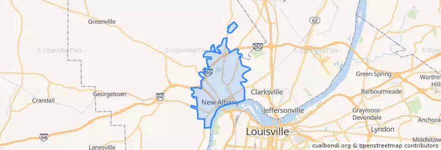 Mapa de ubicacion de New Albany.