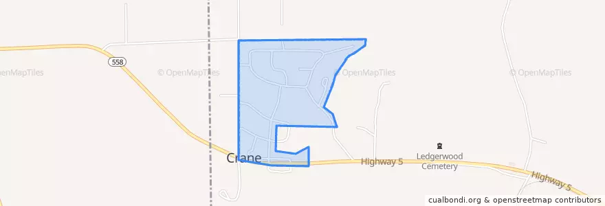 Mapa de ubicacion de Crane.