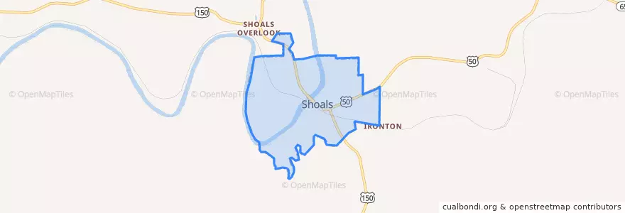 Mapa de ubicacion de Shoals.