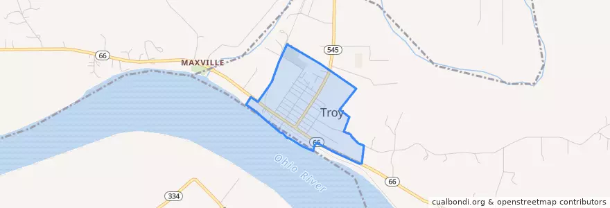 Mapa de ubicacion de Troy.