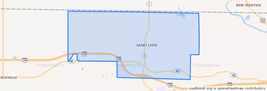Mapa de ubicacion de Saint Leon.