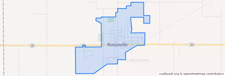 Mapa de ubicacion de Russiaville.