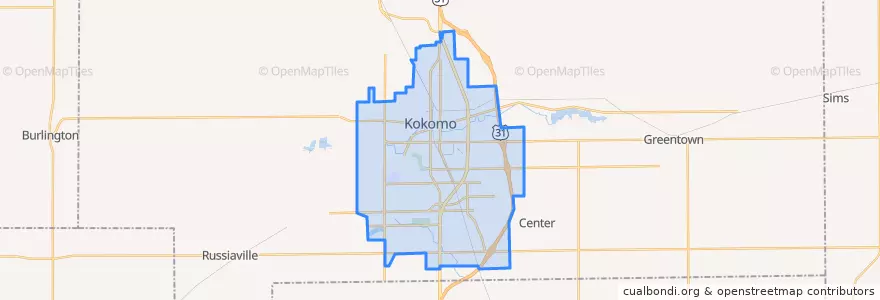Mapa de ubicacion de Kokomo.