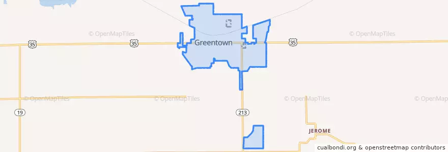 Mapa de ubicacion de Greentown.