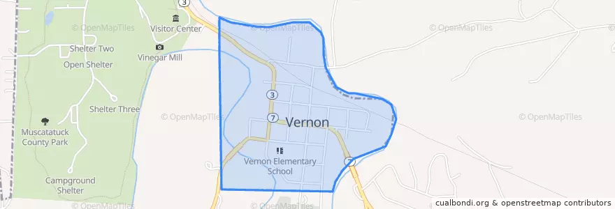 Mapa de ubicacion de Vernon.