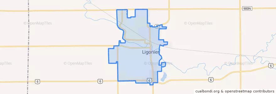 Mapa de ubicacion de Ligonier.