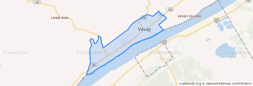 Mapa de ubicacion de Vevay.