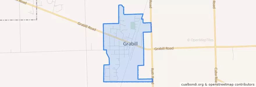 Mapa de ubicacion de Grabill.