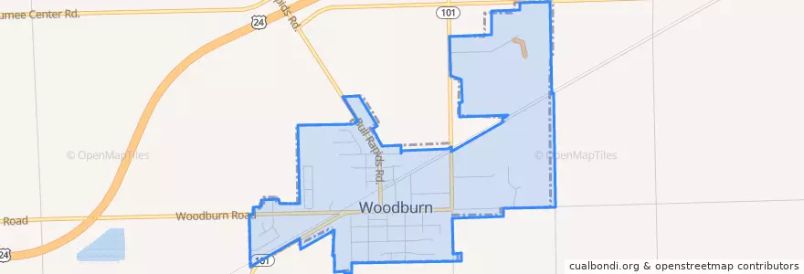 Mapa de ubicacion de Woodburn.